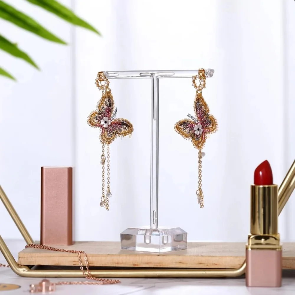 1Set Acryl T-Form Schmuck Display Rack, Einzelhandel Ohrring Halter für Shop/Messe & Fotografie, Schmuck Organizer Requisiten – Detail 4