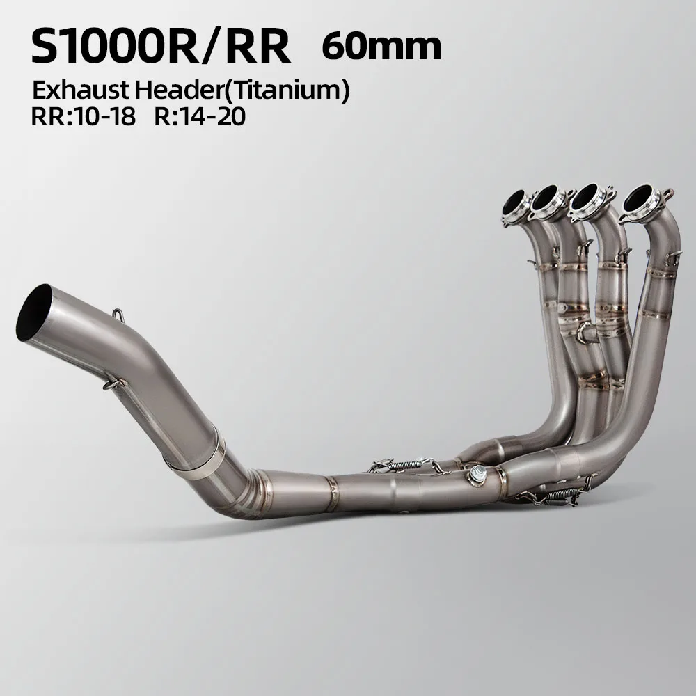 

Для BMW S1000RR 2010-2018 S1000R 2014-2020 мотоциклетная выхлопная труба, модифицированный коллектор из титанового сплава, 60 мм, гоночная передняя соединительная труба
