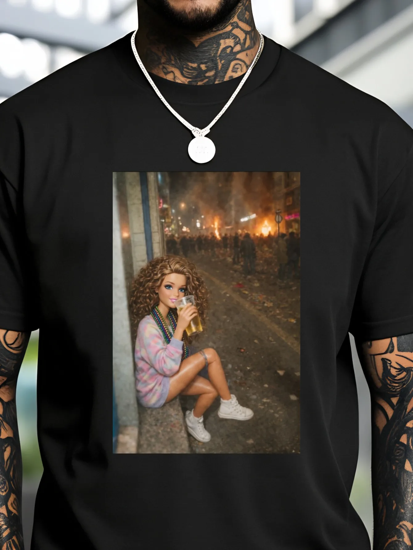 2026 Fashion Style T-shirt Fun Protest Scene Unisex T-shirt Black Printed Text Street Party Gift Fashion Casual Holiday Clothing