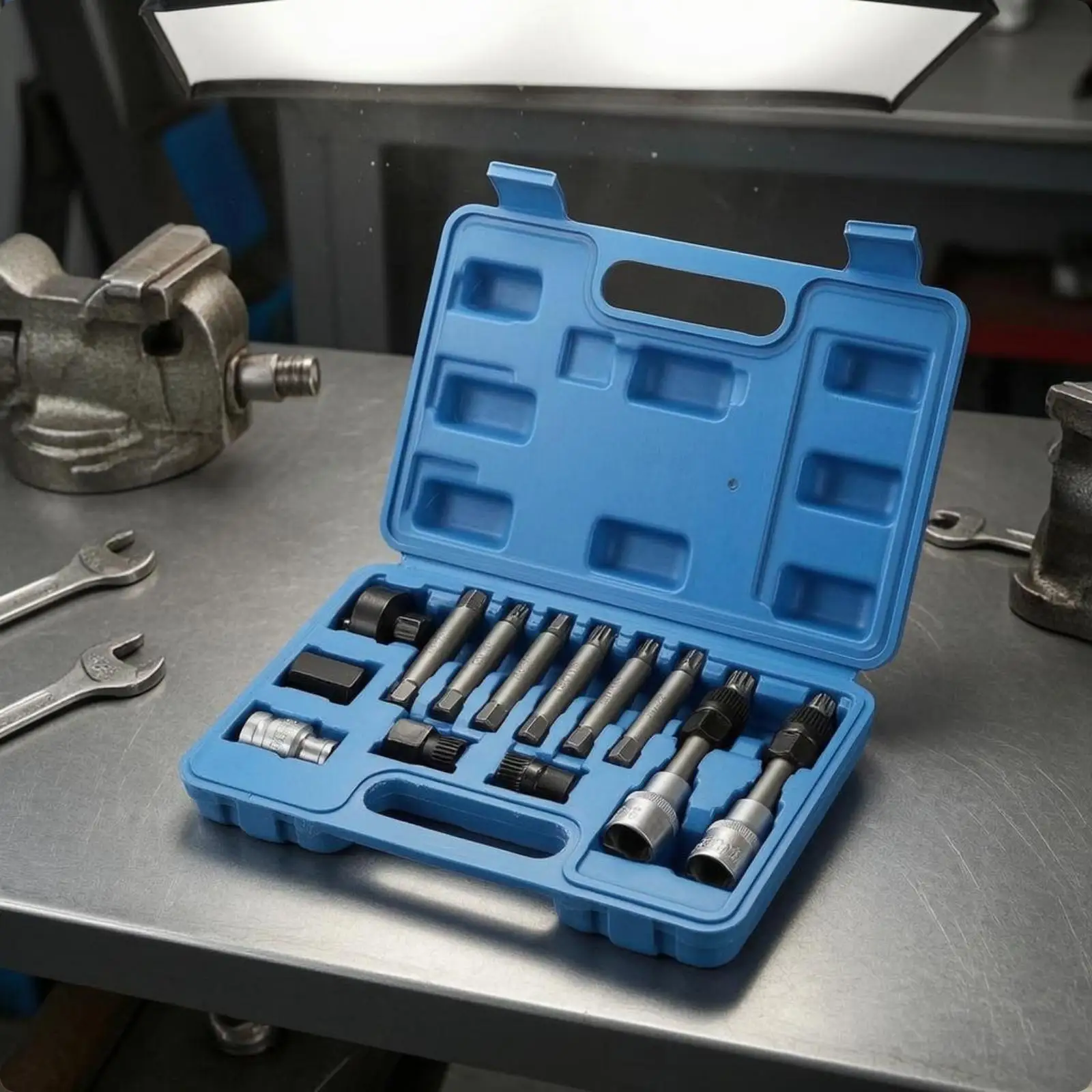 Alternator Pulley Tool Kit Hard Plastic Case Auto Repair Gear Molded Interior