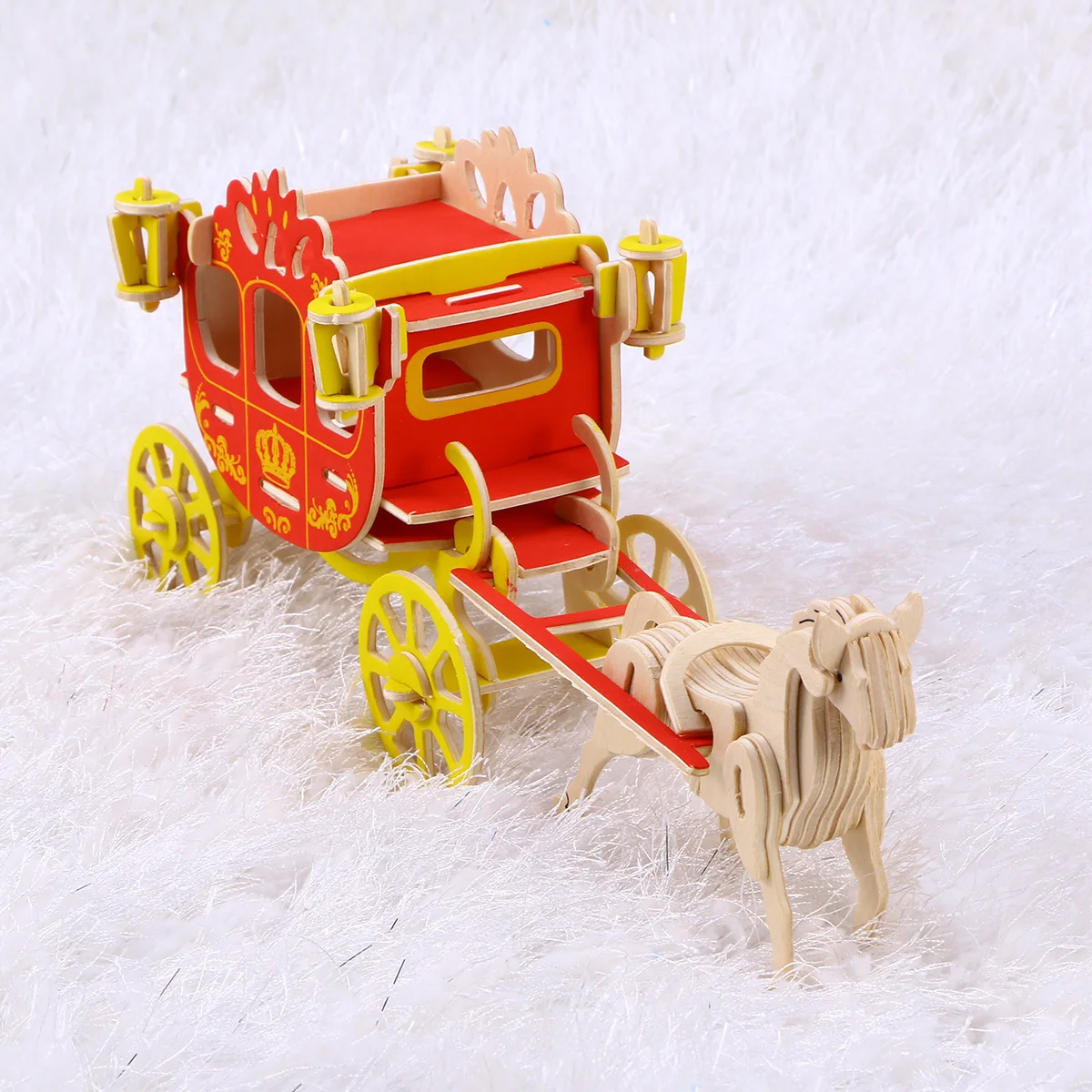 Royal Carriage 3D Wooden Puzzle Kit Handcrafted Diy Educational Game For Kids Adults Eco Friendly Assembly Decor