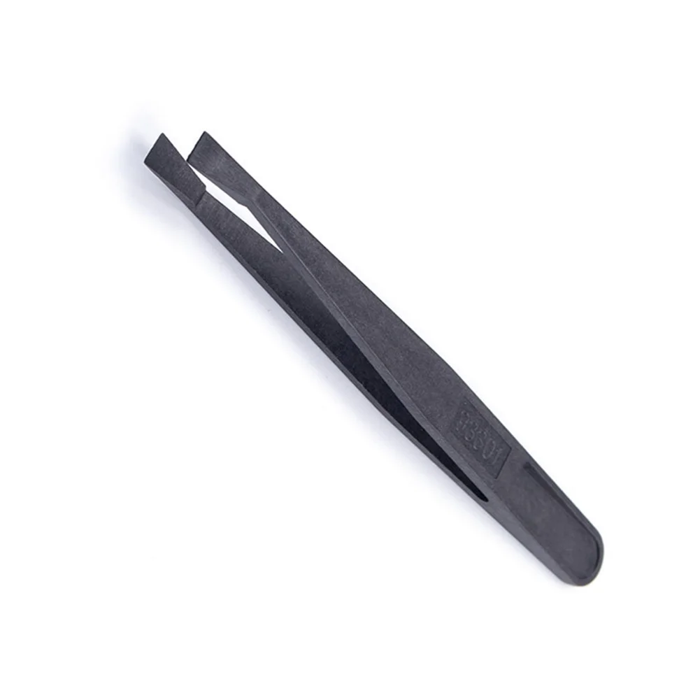 1PC Precision Tweezers Anti-Static Carbon Fiber Tweezers Maintenance Industrial Repair Curved Tool Electronics Repair Tool Black