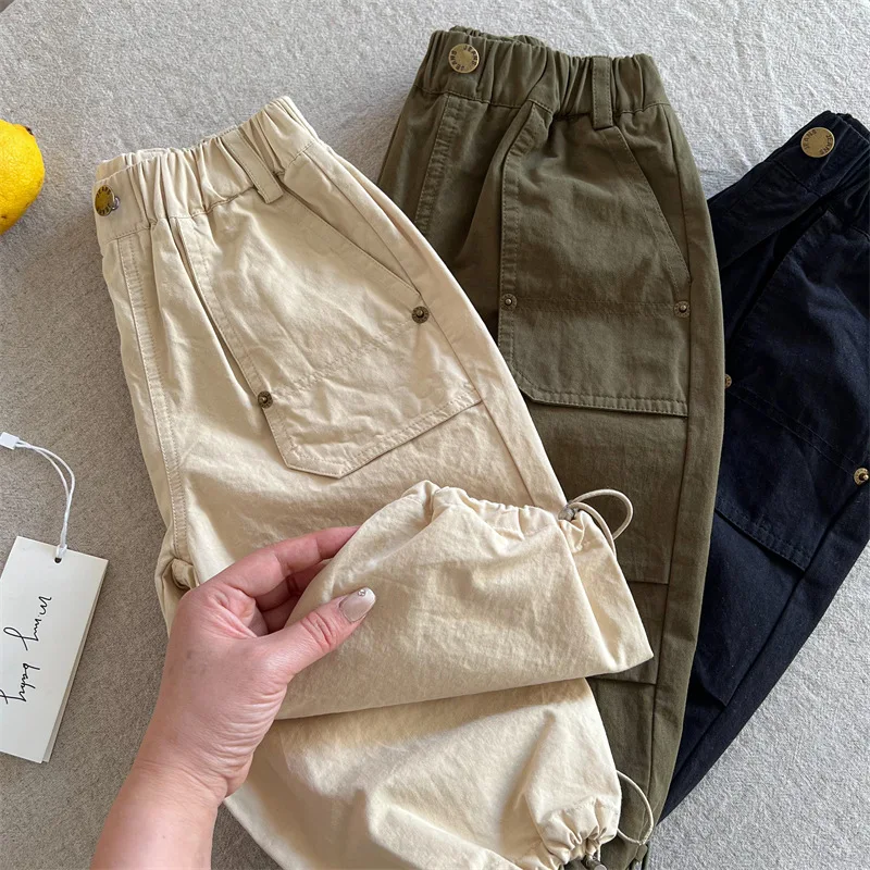 

Children's trousers 2025 spring new products boys and girls solid color leggings baby versatile casual pants