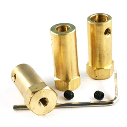 Copper 30mm Lengthened Hexagon Shaft Coupling DC Motor Connector Robot Parts 3mm 4mm 5mm 6mm 7mm 8mm