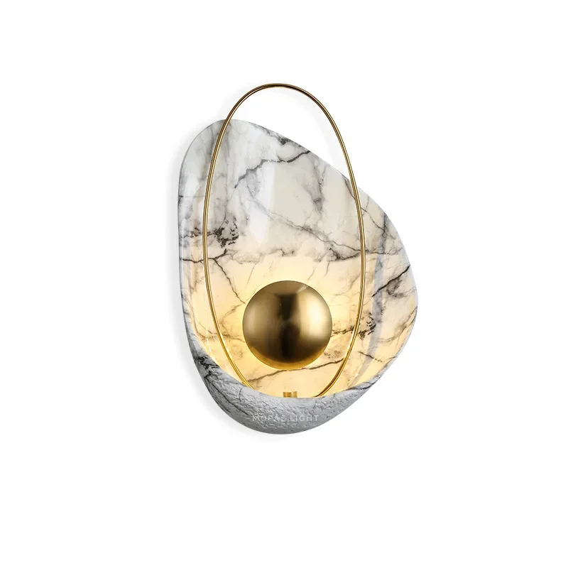 

Modern light luxury creative living room bedroom bedside wall lamp aisle study model room art marble pattern lamp