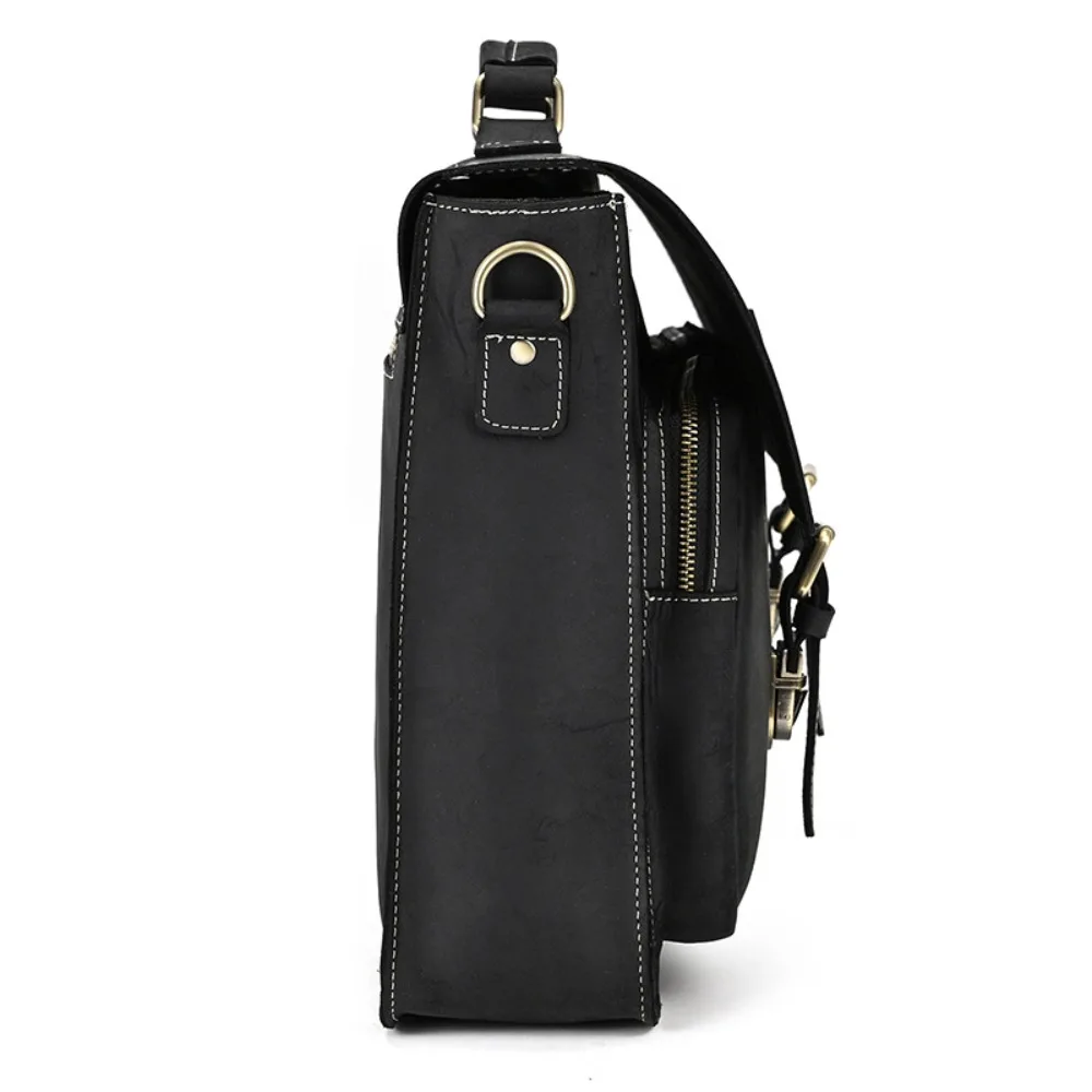 Retro Briefcase Large Simple Versatile Capacity Leather High Fashion Computer 15 Inch Shoulder Handbag Business Bag Portable