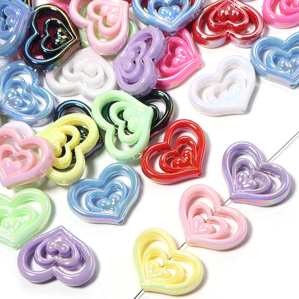 5pcs Acrylic Hollow Heart Bead - огляд і ціна Phone Accessories Beads