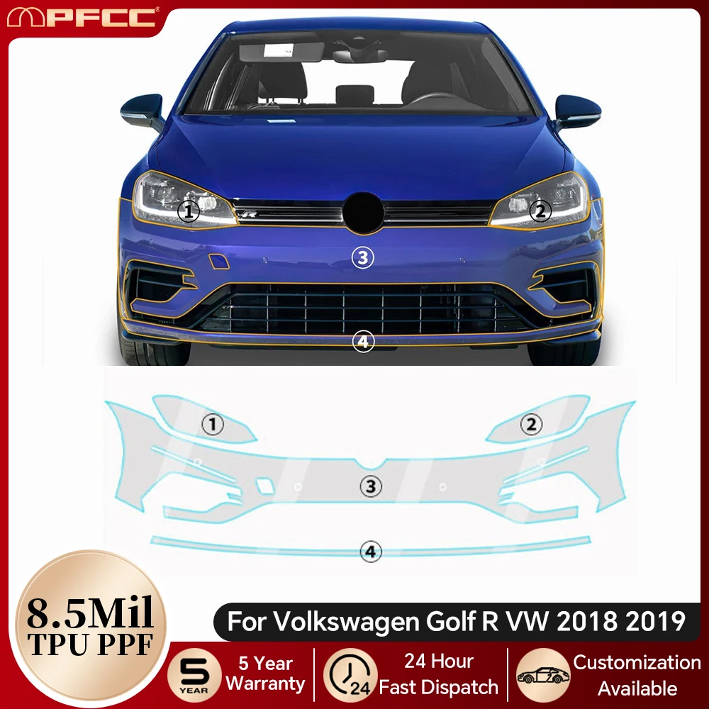 

For Volkswagen Golf R 2018 2019 8.5Mil TPU Anti-scratch Paint Protection Film Pre-cut PPF Car Body Resistant Kit Clear Bra
