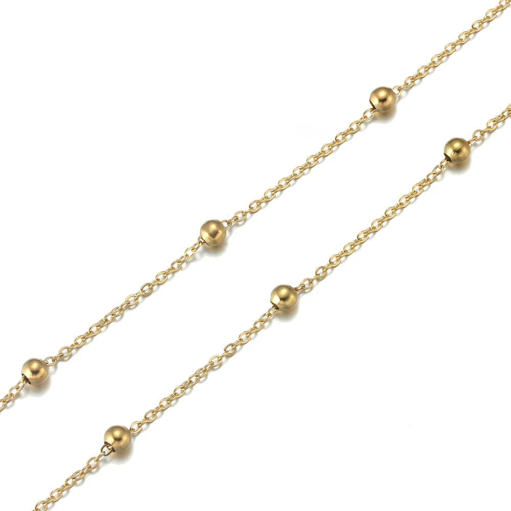 

1-2 Meter Stainless Steel Bead Chain For Needlework Gold Color DIY Jewelry Making Bracelet Necklace Pendant Accessorie Wholesale