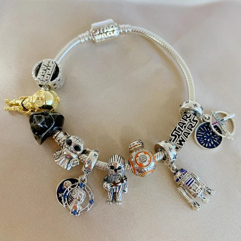 TOP Stars Warsries Yoda Mandalorian Helmet 925 Sterling Silver Charms Beads Fits Original Women's Bracelet DIY Jewelry Hot Gifts