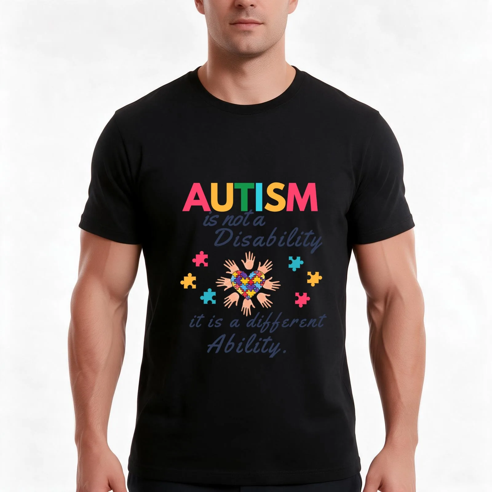 Autism is not a disability T-Shirt, Summer Casual Cotton Tee, Oversized Streetwear Tops, Vintage Graphic Print, Unisex Men Women