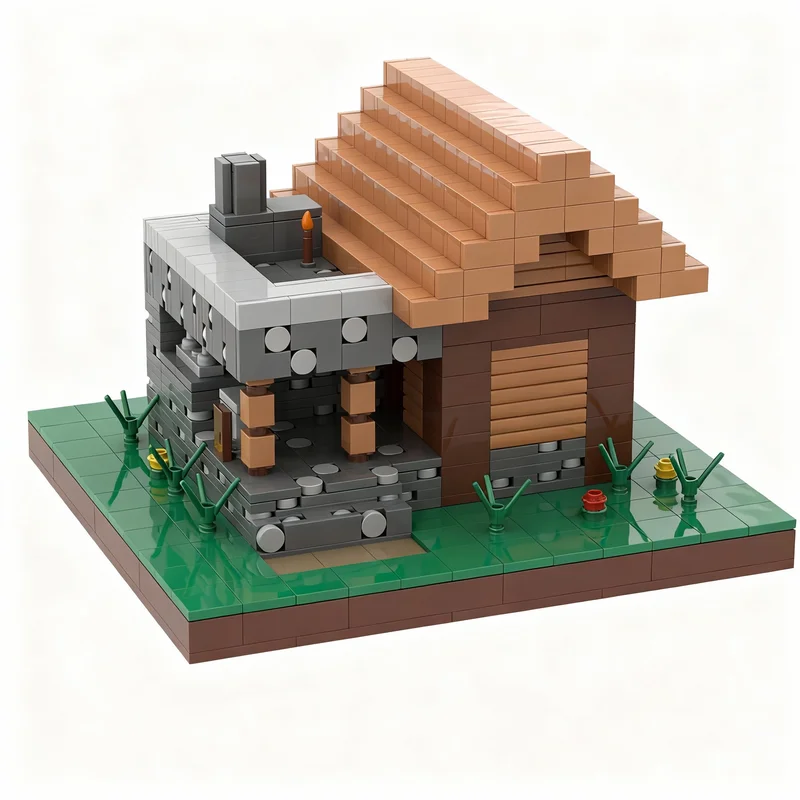 847-teiliges MOC Schmiedendorf-Modell, Maßstabsgetreue Meine Welt Modellbausatz, Architektur-Spielzeug, Weihnachtsgeschenke, Lernspielzeug