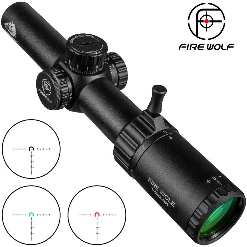 

Fire Wolf HD 1-6X24 Glass Etched Crosshair Wide Field Optical Sight Infrared Compact Hunting Scope Tactical Rifle Scope