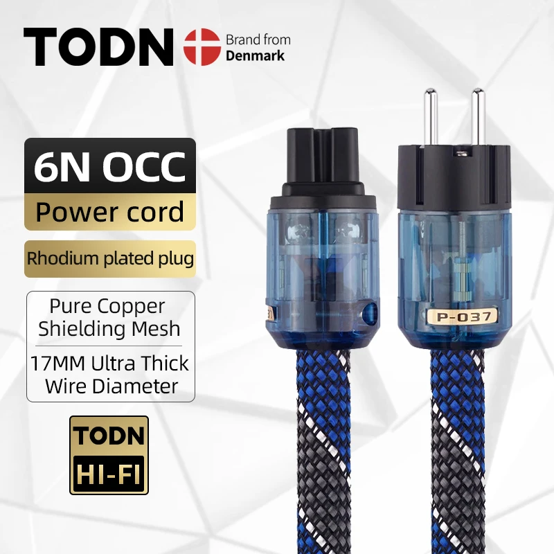 TODN power cable hifi occ audio cable EU/US Vseries Shielded Connecter amplificateur, filtre