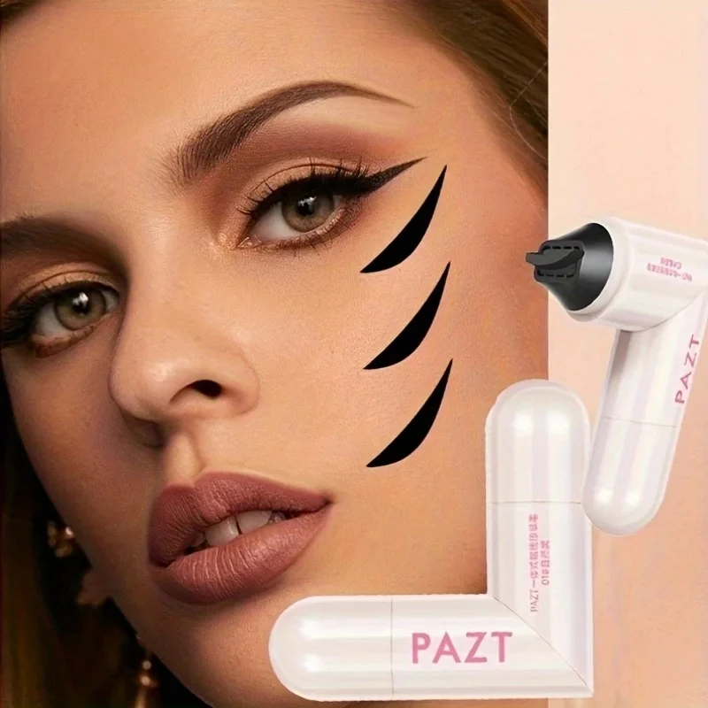 Caneta delineadora de cabeça dupla em formato de coração, de longa duração, à prova d'água, sem manchas, delineador preto marrom para iniciantes, para maquiagem de olhos negrito