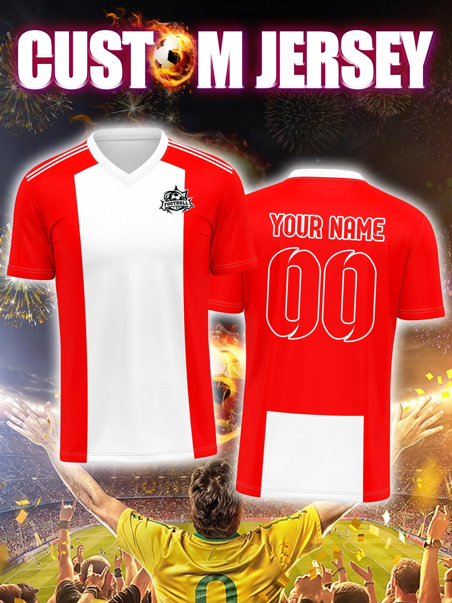 

Футболка для футбола с индивидуальным изображением, номером и именем, современная, лаконичная, стильная.