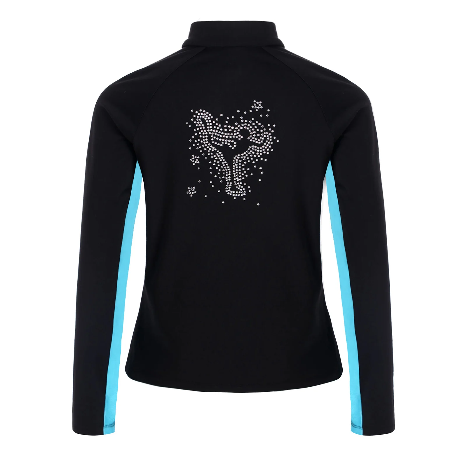 Girls Figure Skating Gymnastics Jacket Ballet Leotards Fleece-Lined Jacket Rhinestones Sweatshirt Outerwear for Sports Workout