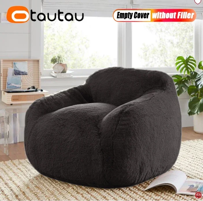 OTAUTAU Faux Bunny Fur Bean Bag Cover bez wypełniacza Kanapa podłogowa Beanbag Sofa Fotel EMPTY POUF COVER NO FILLER INSIDE SF203