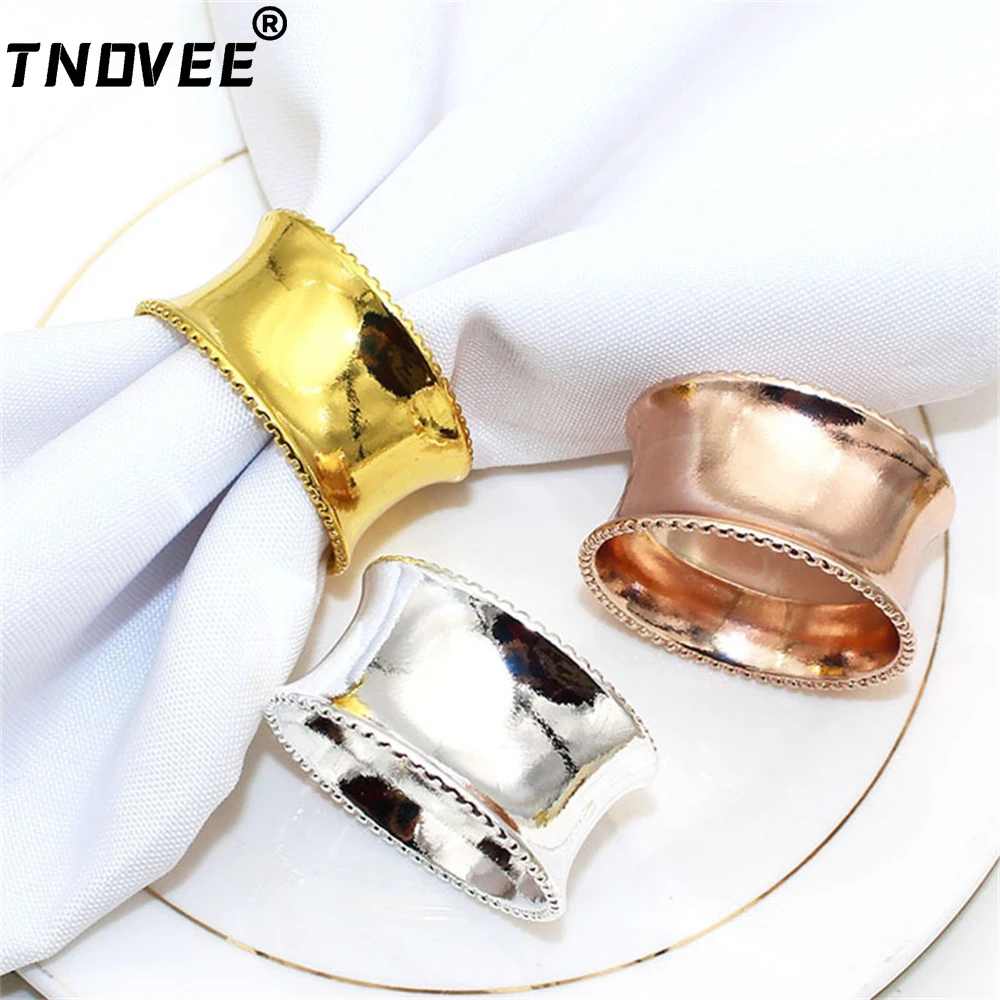 

4Pcs Alloy Bead Side Napkin Rings Delicate Serviette Buckle for Valentine's Day Christmas Wedding Party Dinner Table Decor ERM06