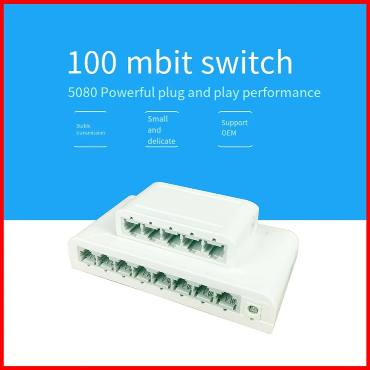 AB02 8-Port-Datenswitch, Netzwerk-Hub, Desktop-Ethernet-Splitter, Plug & Play, abgeschirmte Ports, lüfterlos, leise