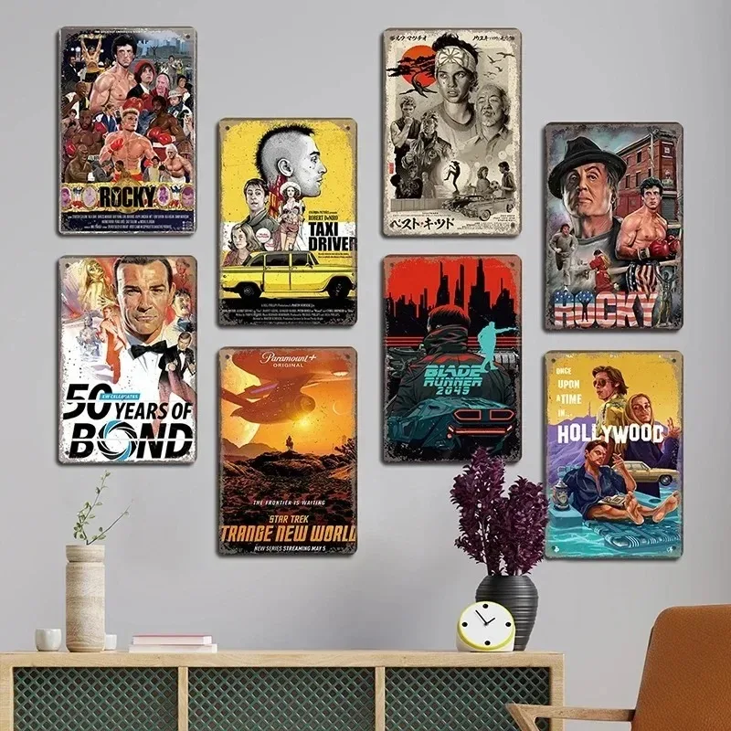 Poster Film Klasik Logam Vintage, Dekorasi Tanda Retro TV Film, Plat Timah Logam untuk Dekorasi Dinding Ruang Tamu Rumah untuk Bioskop