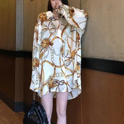 casual loose shirts dress oversized Women's chiffon Blouses Spring Summer Long sleeve Tops Blusas Mujer