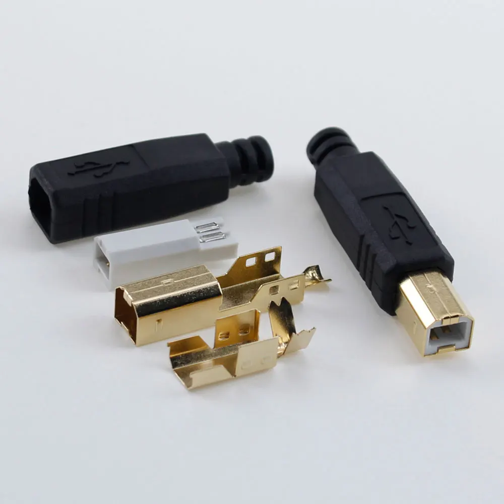 금도금 DIY USB 2.0 B 타입, 4 핀 수 프린터 포트, 솔더 어셈블리 어댑터 커넥터, DIY 플러그 소켓, 1 개