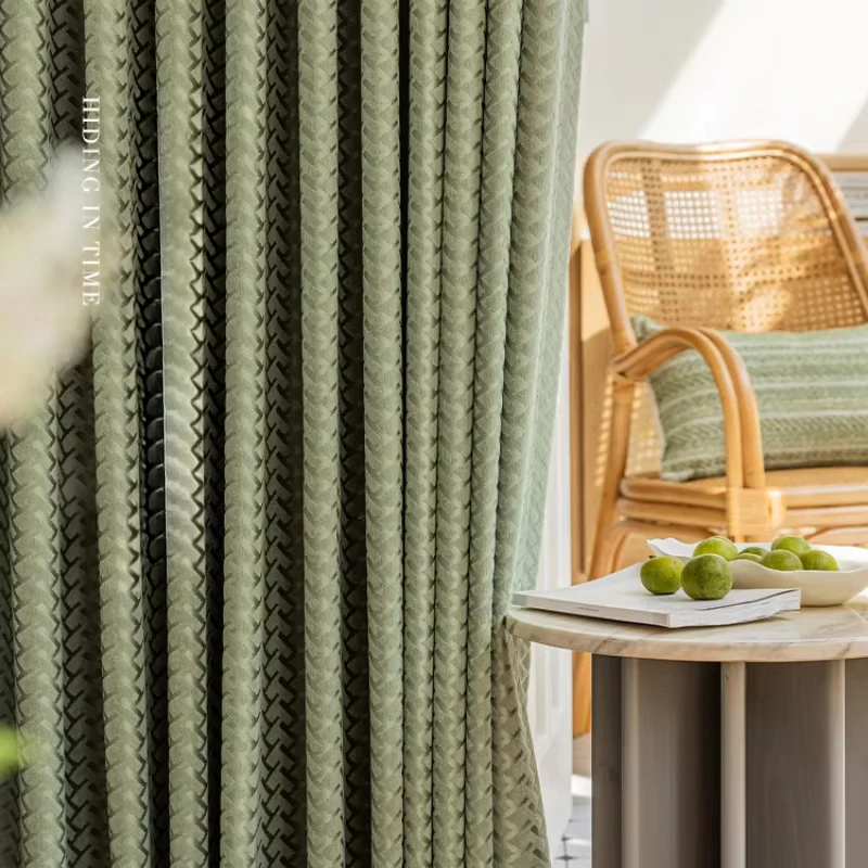

Luxury Decor Home Chenille Screen Elegant Classic Curtains for Living Room Bedroom High Shading Curtain Vintage Herringbone