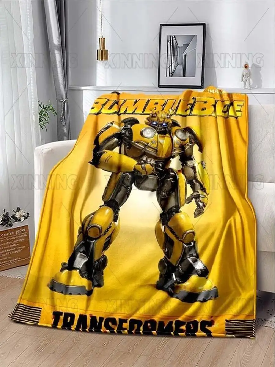 Transformer Bumblebee D Printed Blanket  Soft Warm Throw for Sofa Bed Office  Customizable Decorative Blanket for Living Room AC