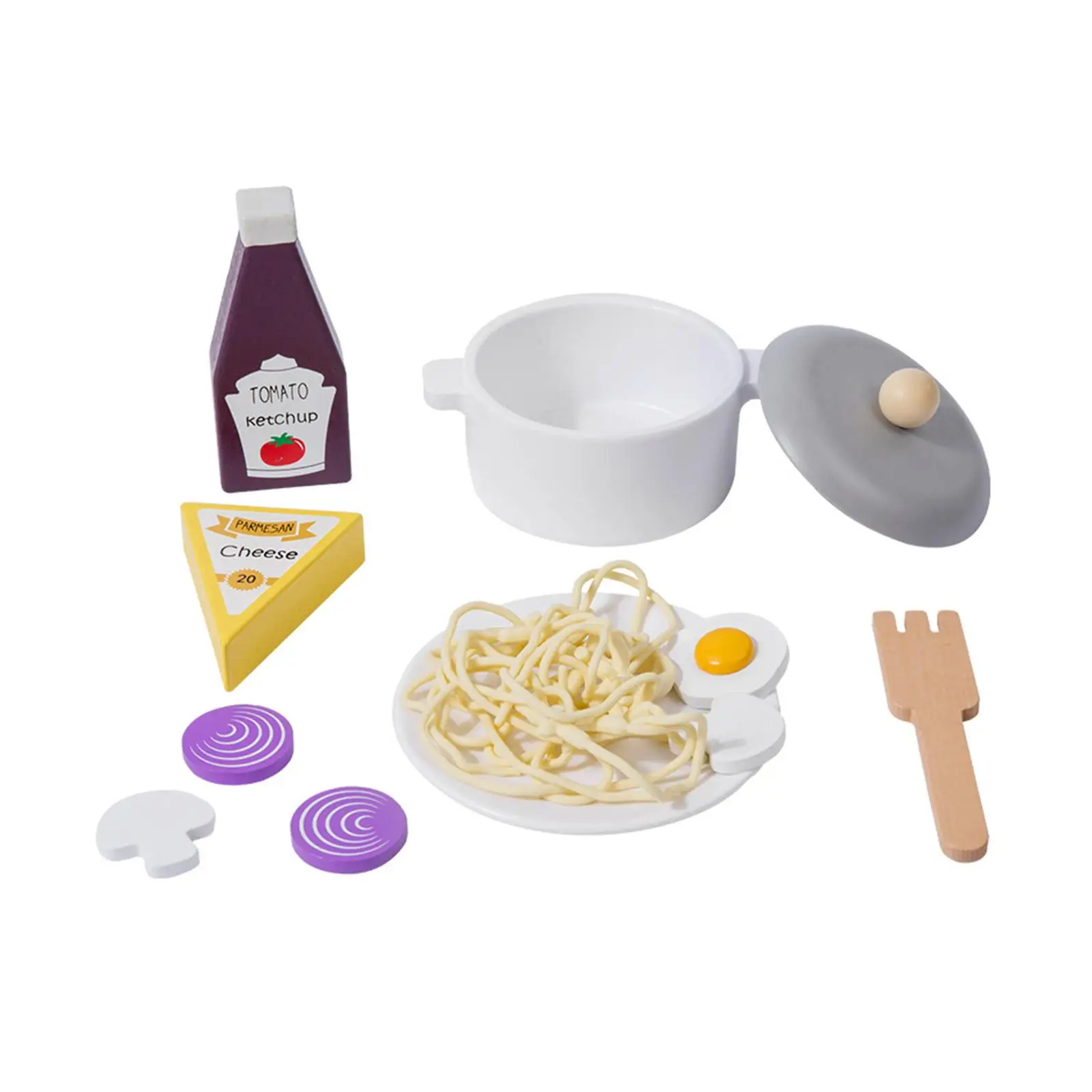 Giocattoli da cucina per spaghetti I bambini interattivi fingono di giocare con i giocattoli di noodle da cucina in legno