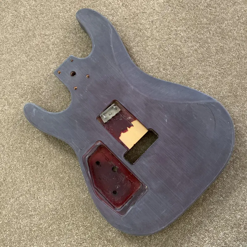 EB892 Floyd Rose Electric Guitar Unfinished Guitar Body 2 Humbucker in Solid Wood with Paint Damage Cracks for Replace DIY