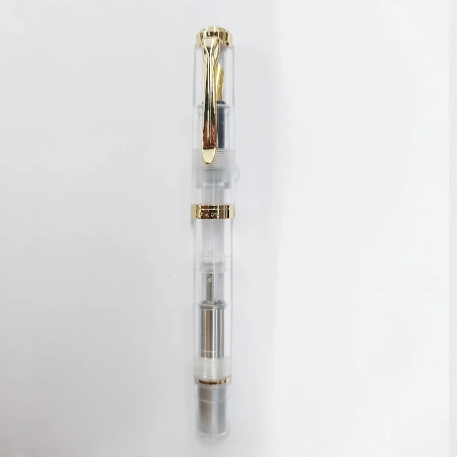 For ADMOK M800 Transparent Acrylic Piston Fountain Pen - BOCK Schmidt No.6 Nib, Smooth Inking, Office/School Writing Pen & Gift