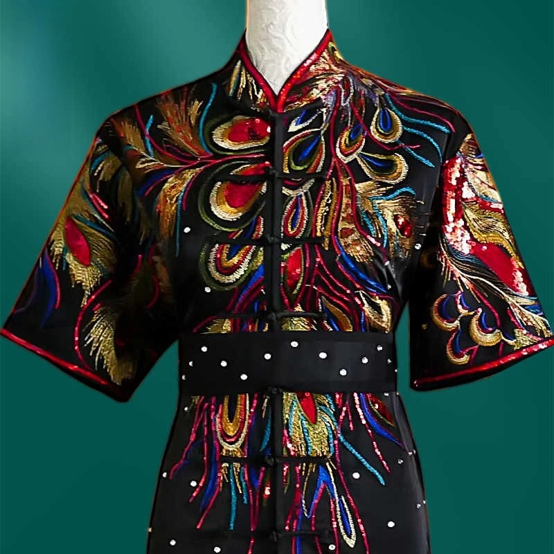 

New Style Silk Gauze Embroidered Wushu Uniform, Children's/Students' Competition/Exam Suit, Youth Set, Colorful Wushu Costume