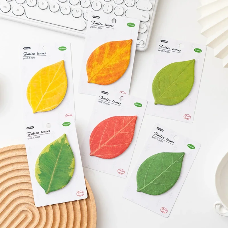 25Sheets/Book Creative Alien Leaf Convenience Sticker n Time Advanced Sticky Leaf Ins Wind Memo for Learning and Office Supplies