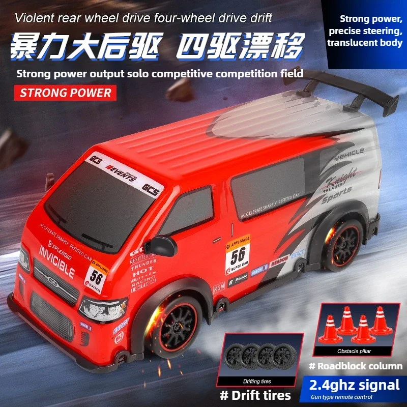 Kawaii 1:24 Hochgeschwindigkeits-4WD-RC-Driftauto, cooler Lichtaufkleber, 19 cm Mini-RC-Autos, Elektroauto-Modell, ferngesteuertes Auto, Monster-LKW