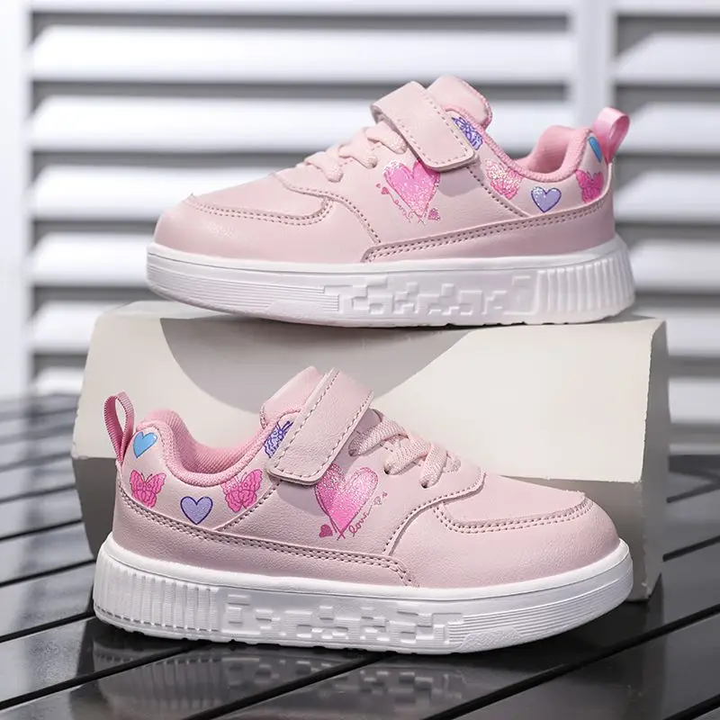 

2026 New Spring Autumn Kids Waterproof Leather Sneakers for Girls Lightweight Casual School Shoes Comfortable Anti Slip Footwear
