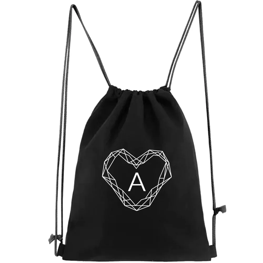 Canvas Drawstring Backpack Fashion Gym Drawstring Bag Diamond Series Pattern Casual String Shoulders Psack Outdoor Beach Bag