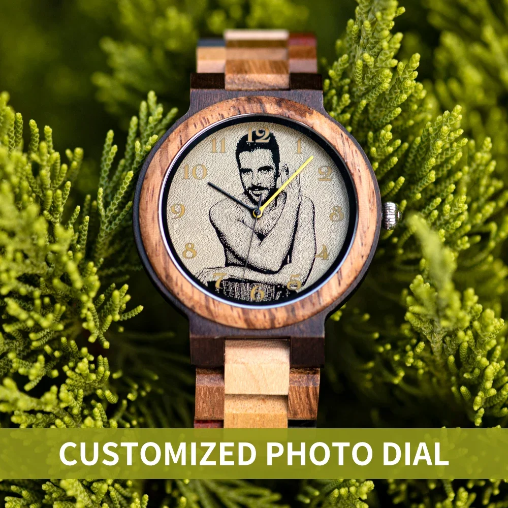 BOBO BIRD Custom Wooden Watch Personalized Photo Couple Fashion Casual Gift for  Him Anniversary Present Support Dropshipping