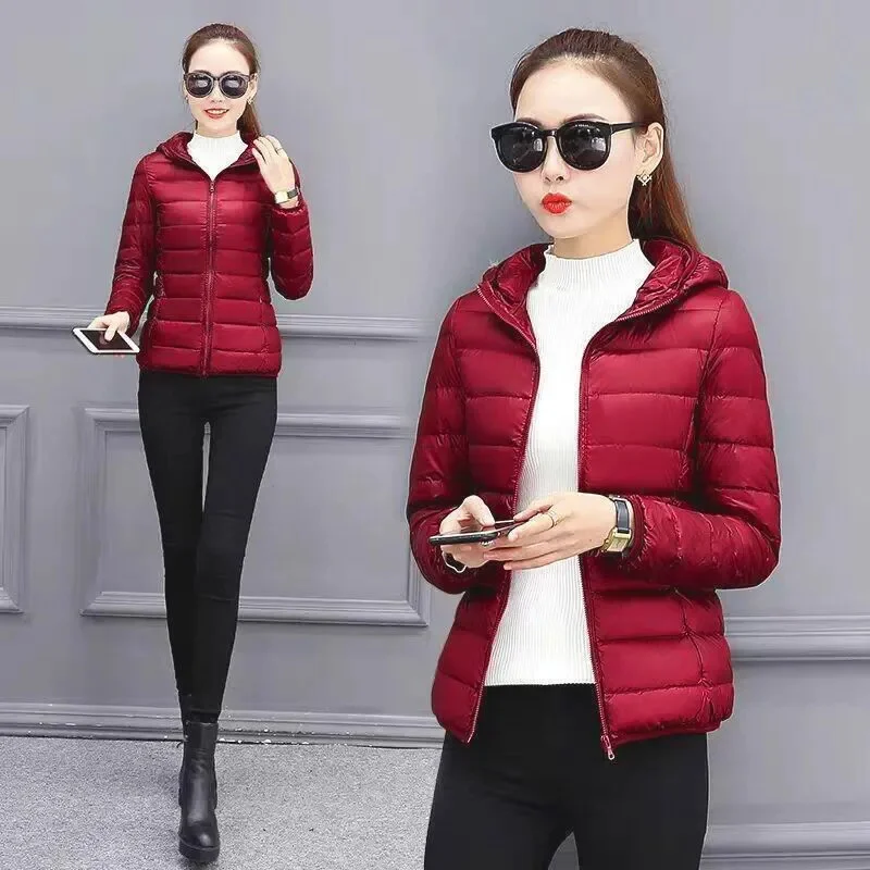 Outono inverno novo parkas para baixo casaco feminino curto gola com capuz quente algodão acolchoado jaqueta tamanho grande casaco feminino topos