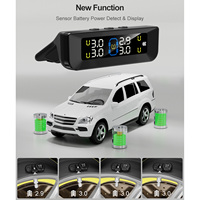 Solar Powered TPMS, Wireless Solar TPMS, LCD Display Tyre Pressure Monitor, 4 Sensors, Car Safety System