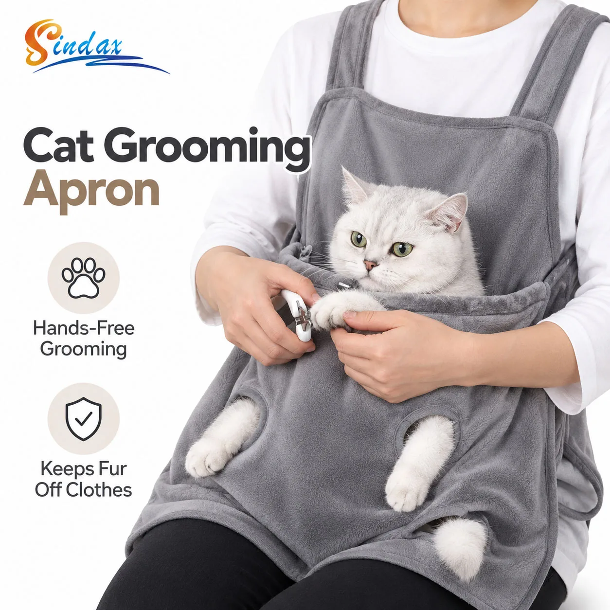 Cat Carrier Apron with Holes Pet Cuddle Pouch Hanging Chest Bag for Nail Trimming Grooming Holding Sleep Cats Small Dogs