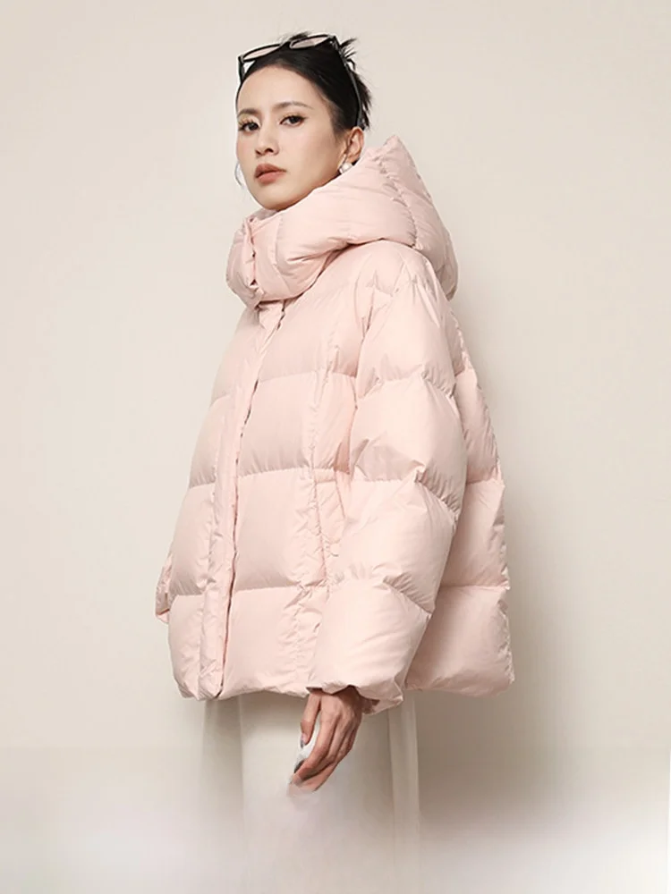 

Thiened White Goose down Puffer Jaet Women's Winter Commute Windproof Coat Long And ort Sles Hooded Warm Outerwear