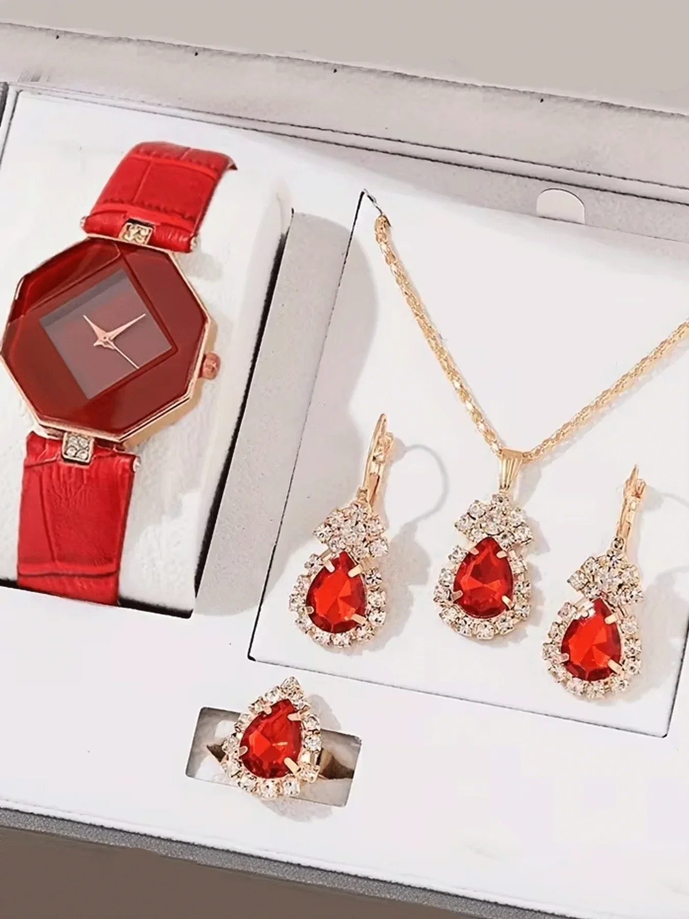 

6-piece Fashion diamond shaped prism inlaid diamond watch crystal women's belt prism watch