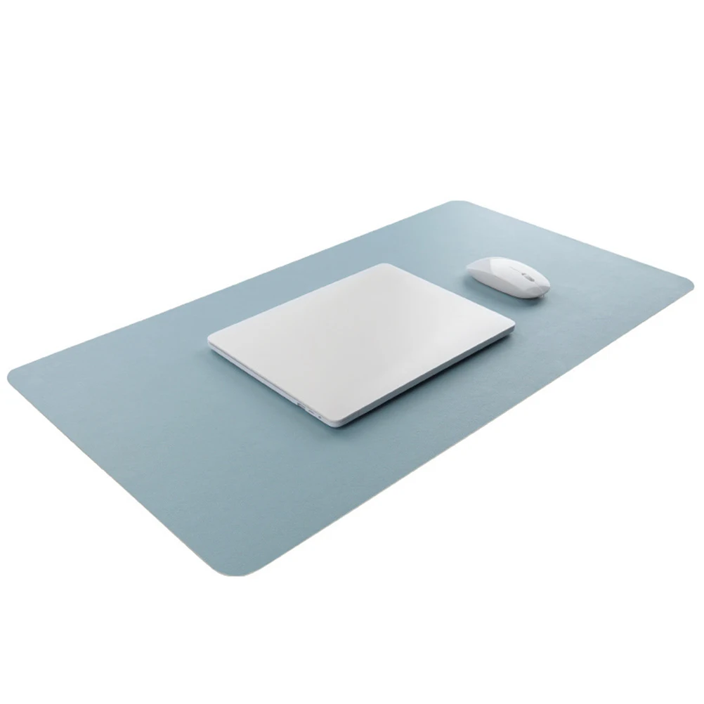 

PU Desk Mat Double Sided Large Computer Keyboard Desk Pad Waterproof Non Slip Mouse Mat Sky Blue Silver Multifunctional