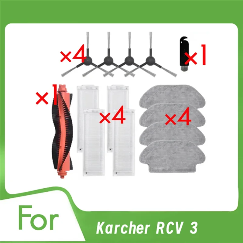 

AT02-14 Pcs For Karcher RCV 3 Vacuum Cleaner Accessories Main Side Brush Mop Filter Ultra Durable Accessories