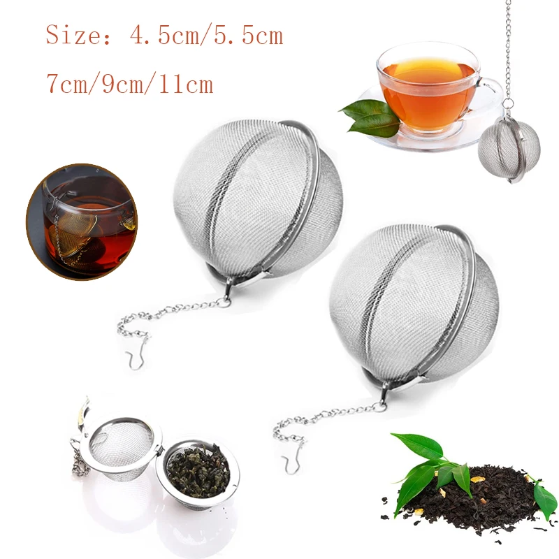 

1-5pc Tea Spice Strainer Seasoning Ball Mesh Herbal Ball Stainless Steel Teakettle Locking Tea Filter Reusable Diameter 4.5-11cm