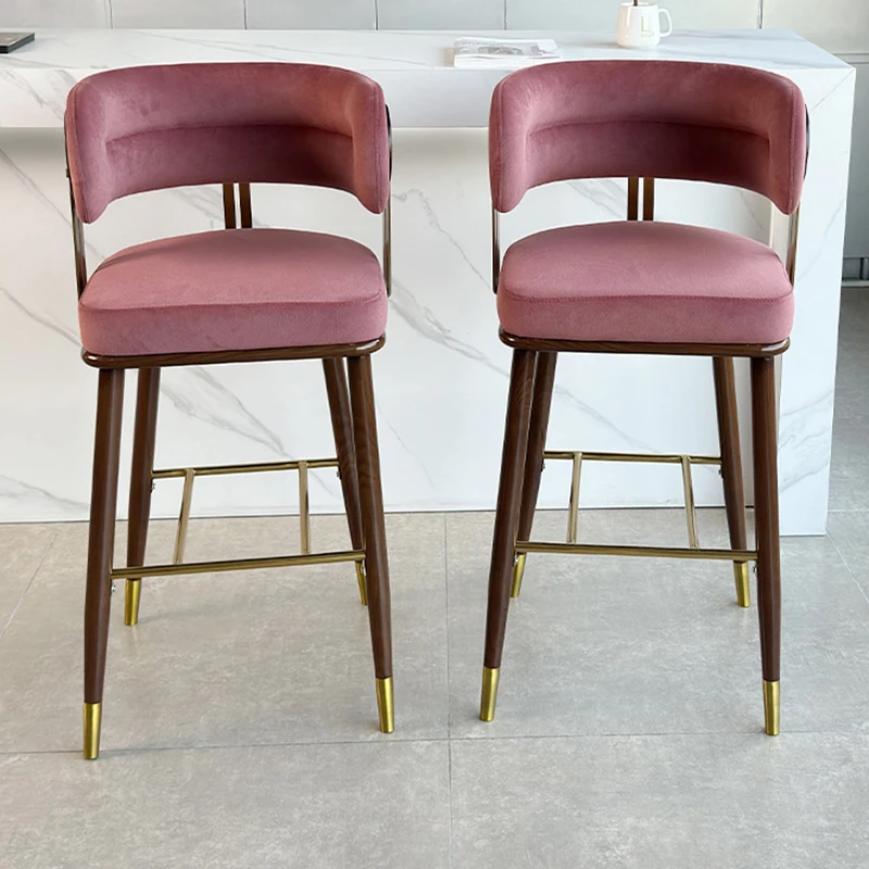 

Pink Design Bar Stools Home Manicure Metal High Work Chairs Garden Counter Living Room Banqueta Furniture Bar For Home TD50DC