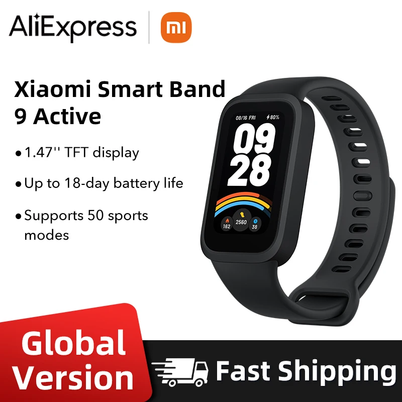 Глобальная версия Xiaomi Smart Band 9 Active 1,47-дюймовый TFT-дисплей, 100 цифербней, мониторинг сна и здоровья, 18-дневные часы Глобальная версия Xiaomi Smart Band 9 Active 1,47-дюймовый TFT-дисплей, 100 цифербней, мониторинг сна и здоровья, 18-дневные часы