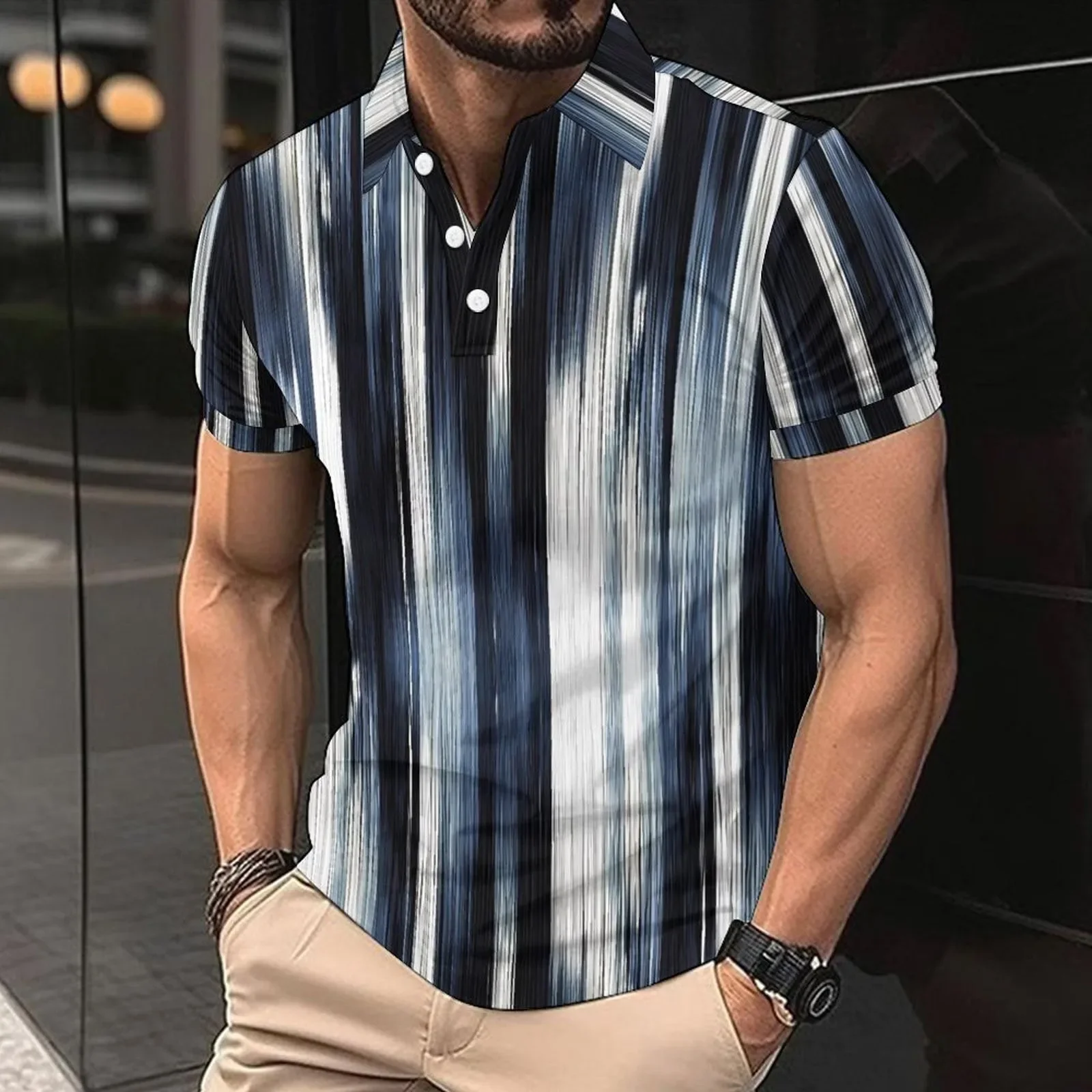 Camiseta Polo Deportiva Europea y Americana de Verano para Hombre, Camiseta de Manga Corta con Estampado Americano, Moderna y Casual