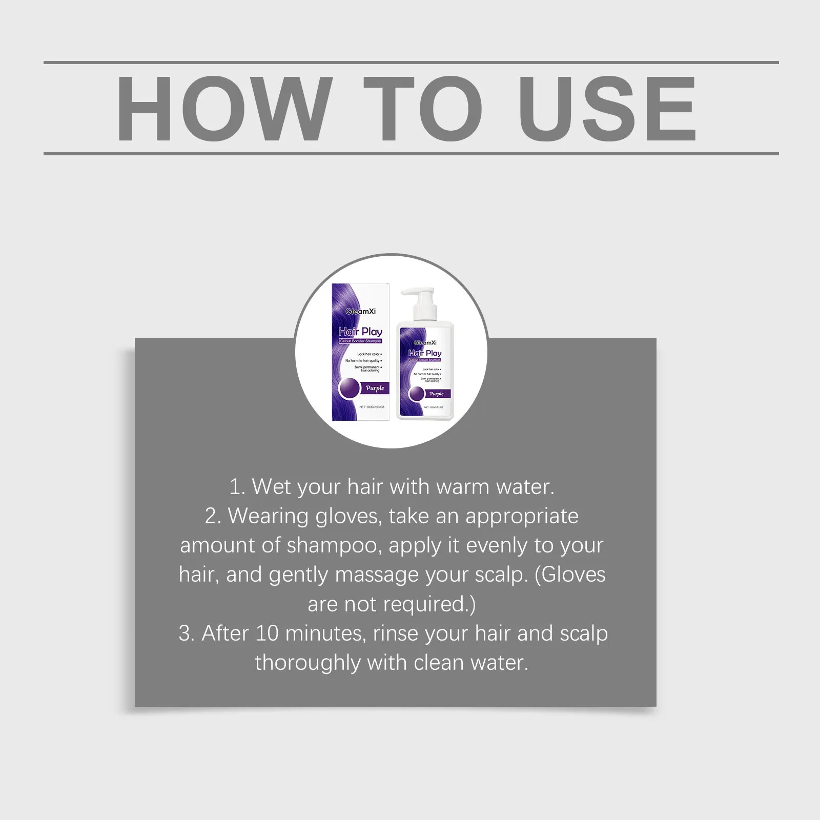 GleamXi Purple Color Booster Shampoo Semi Permanent Hair Dye Lock Hair Color Anti Fade Toning Temporary Hair Coloring Shampoo